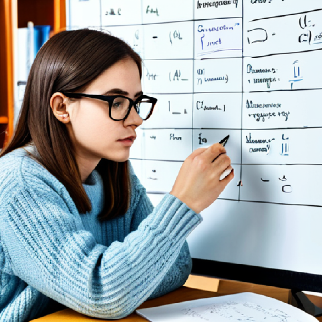 Analyzing a Complex Sentence**

"A young woman with glasses, sitting at a desk in a bright, modern library, surrounded by textbooks and notes, focused on diagramming a complex sentence on a whiteboard. She is wearing a comfortable sweater and jeans, fully clothed, professional setting, safe for work, appropriate content. The scene should convey a sense of focused study and learning, perfect anatomy, correct proportions, well-formed hands, natural pose, professional photography, high quality."

**